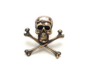 Steampunk Pirate Pin, Steampunk Hat Pin, Skull & Bones, Gothic Skull Crossbones, Pirate Victorian Steampunk Jewelry By Victorian Curiosities