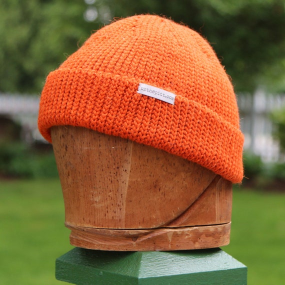 Hunter orange wool beanie or watch cap wool hat BC by UpthePitt