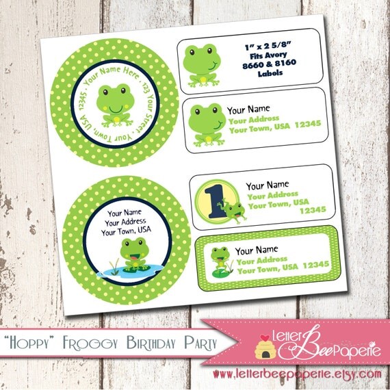Hoppy Froggy Coordinating Address Labels - Choose Round or Rectangle - DIY Printable Stickers - Frog Theme Il_570xn