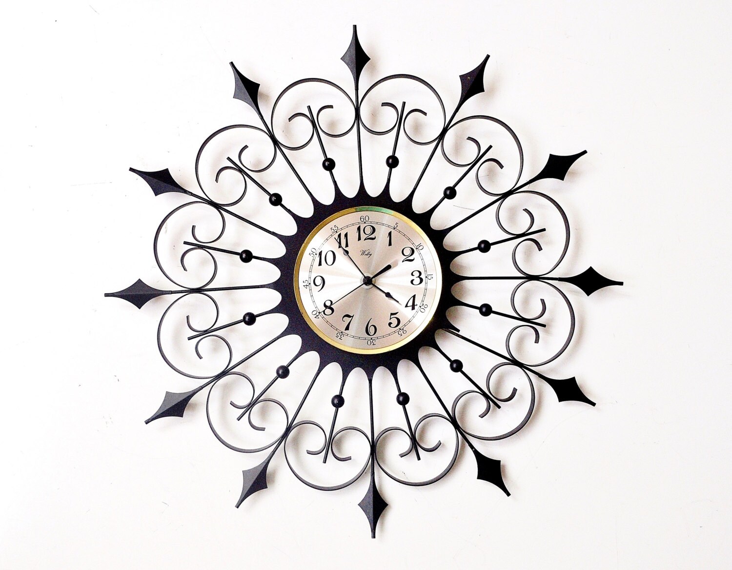 MidCentury Welby Sunburst Wall Clock by thewhitepepper on Etsy