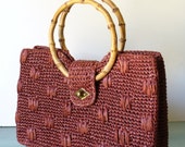 red raffia bag