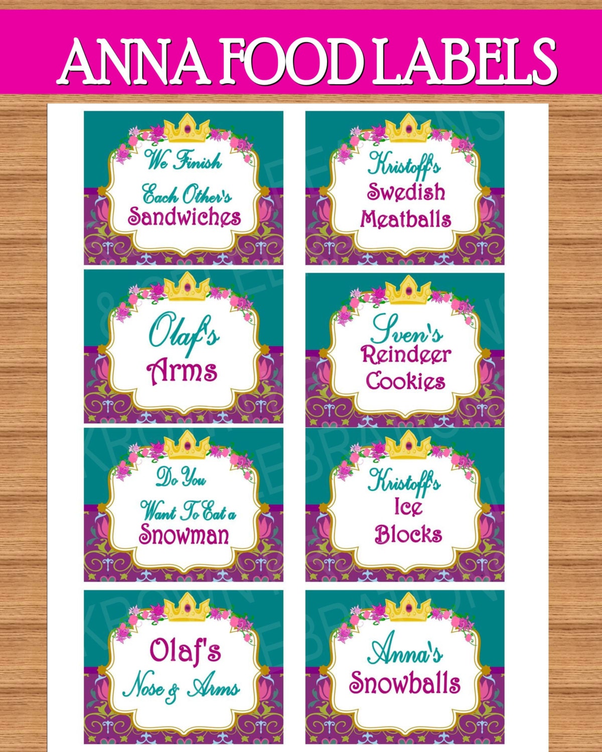 frozen party food labels frozen birthday party by krownkreations