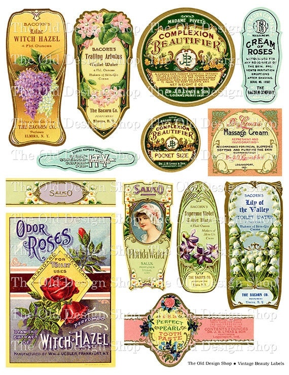 vintage beauty perfume labels printable clip art digital