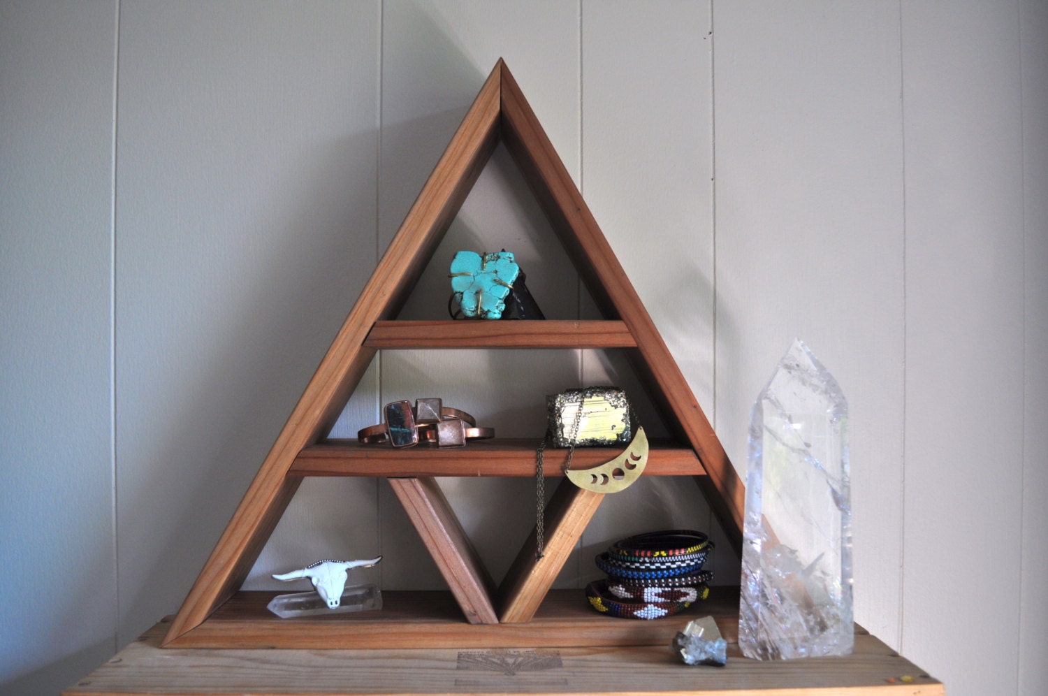 BLADE TEMPLE // Redwood Triangle Altar Jewelry Display