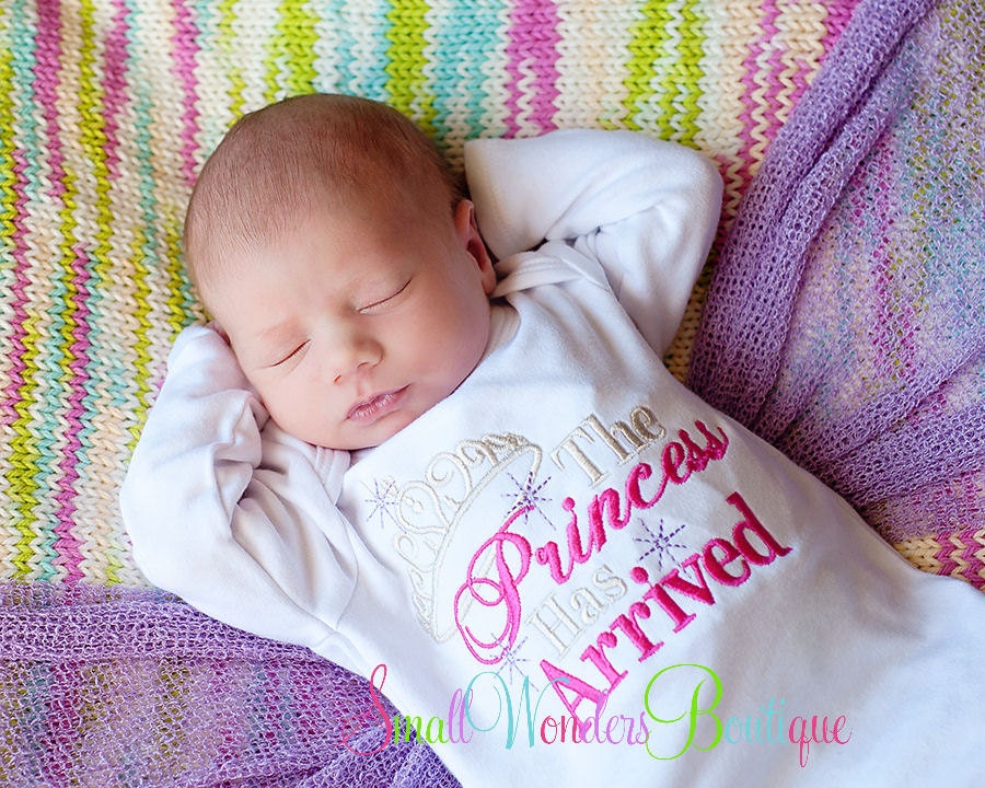 The Princess Has Arrived Baby Gown/Embroidered Shirt New