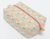 Fox print zip pouch for cosmetics, sewing kit, tissues, multi -purpose