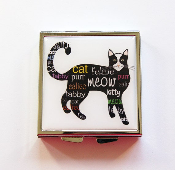 Cat Pill case 4 Sections Square Pill box Cat Pill box Pill