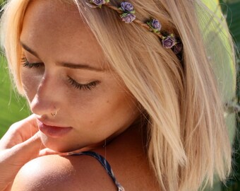 Dainty Flower crown, flower headband, violet flower crown, coachella, festival flower crown, wedding, day of the dead, flower halo