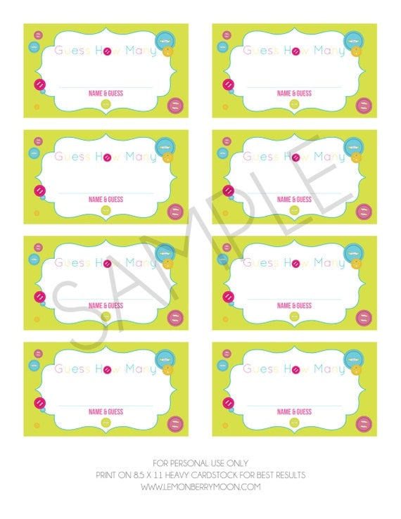 Items similar to Guess How Many Button Theme Printable Baby Shower Or ...