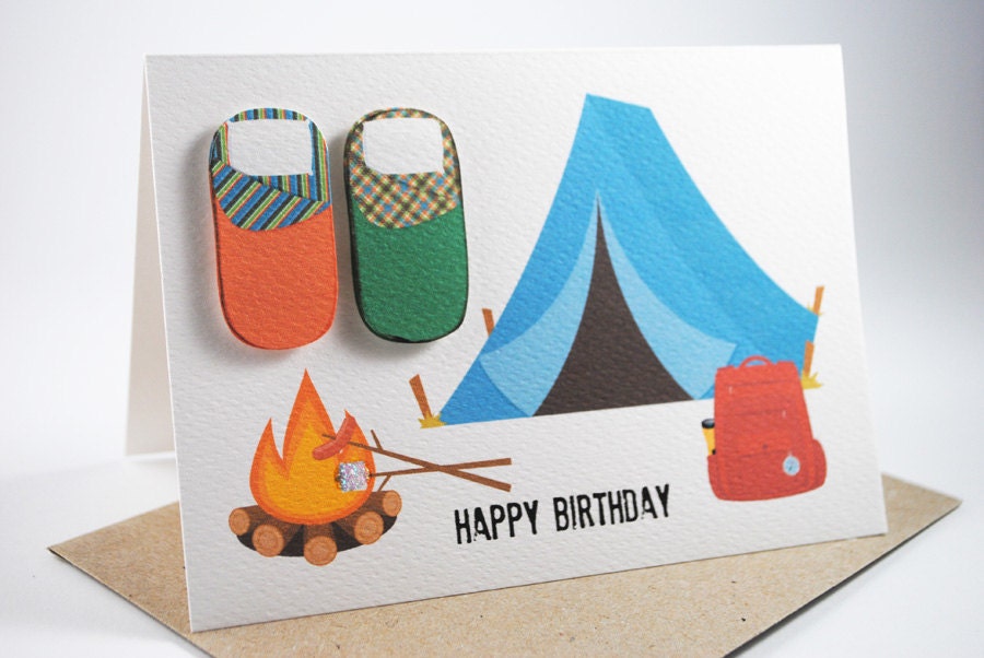 Happy Birthday Card Male Camping HBM028 by MumandMeDesigns
