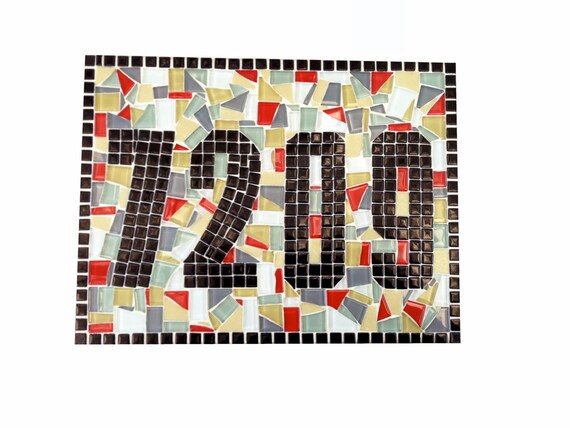 Colorful Mosaic Address Sign by GreenStreetMosaics on Etsy