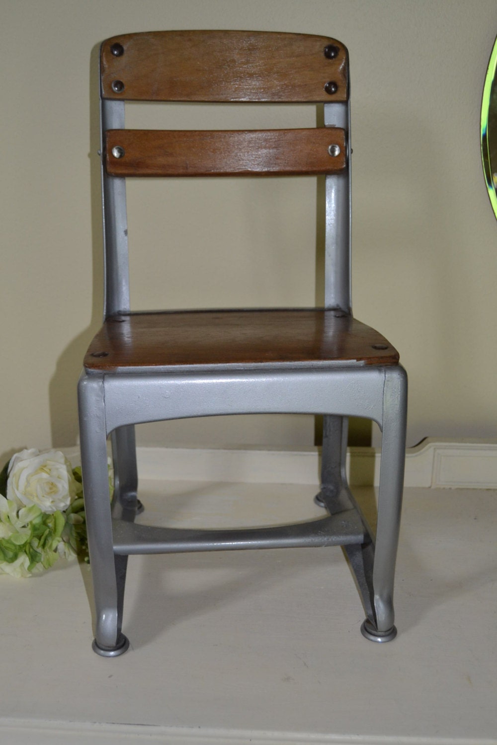 Vintage Child’s Chair Metal and Wood School Chair Haute Juice