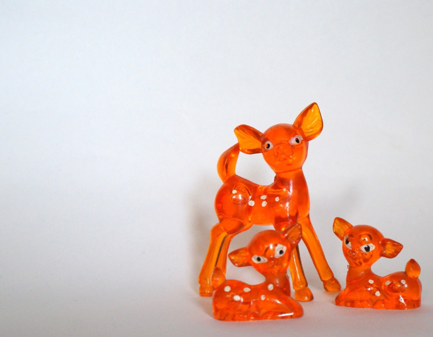 Three Vintage Plastic Deer Toy Ornaments