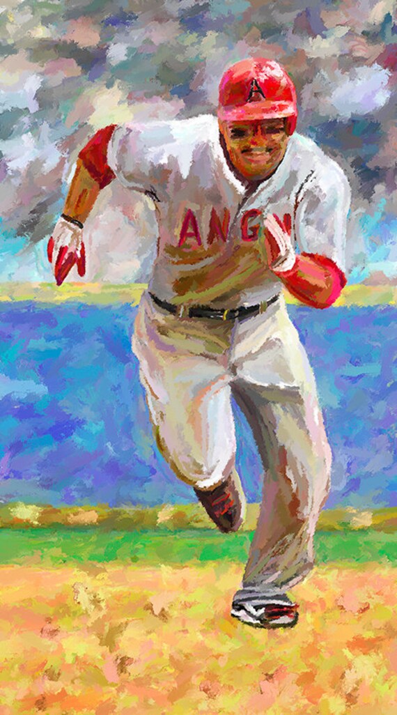 Baseball Mike Trout Canvas Fine Art Print Digital Painting