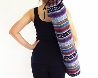 Handmade Yoga Mat Bag Yoga Bag Sports Bags Tote Yoga Sling bag Pilates Bag Pilates Mat Bag Woven Yoga Bag Women bag Woven Cotton bag (WF14)