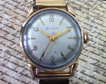 Vintage Bulova Commodore Menâ€™s Swis s Watch - Exceptional 10K Rolled ...
