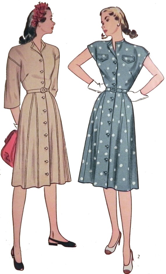 Dress Pattern Button Front | 1940s button front dress sewing pattern by retroactivefuture Dress Pattern Button Front | 1940s button front dress sewing pattern by retroactivefuture