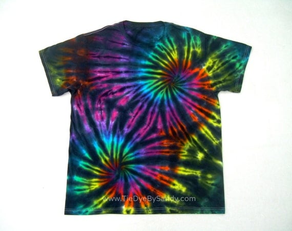 Tie Dye Shirt Large Inverted Rainbow Double Spiral