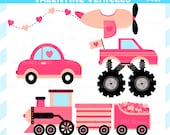 CIJ SALE - Cute Valentine Clip Art - Valentine Vehicles Clip Art - Valentine Clipart - Car Airplane Monster Truck Train Clip Art Clipart Il_170x135