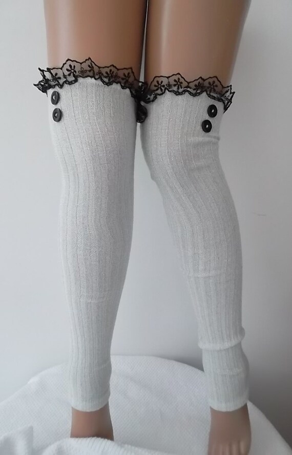Silver white Leg Warmers fashion accessories Socks Lace