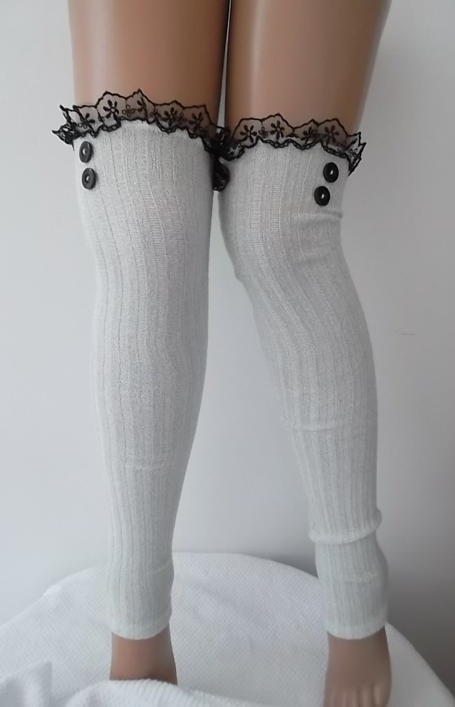 Silver white Leg Warmers fashion accessories Socks Lace