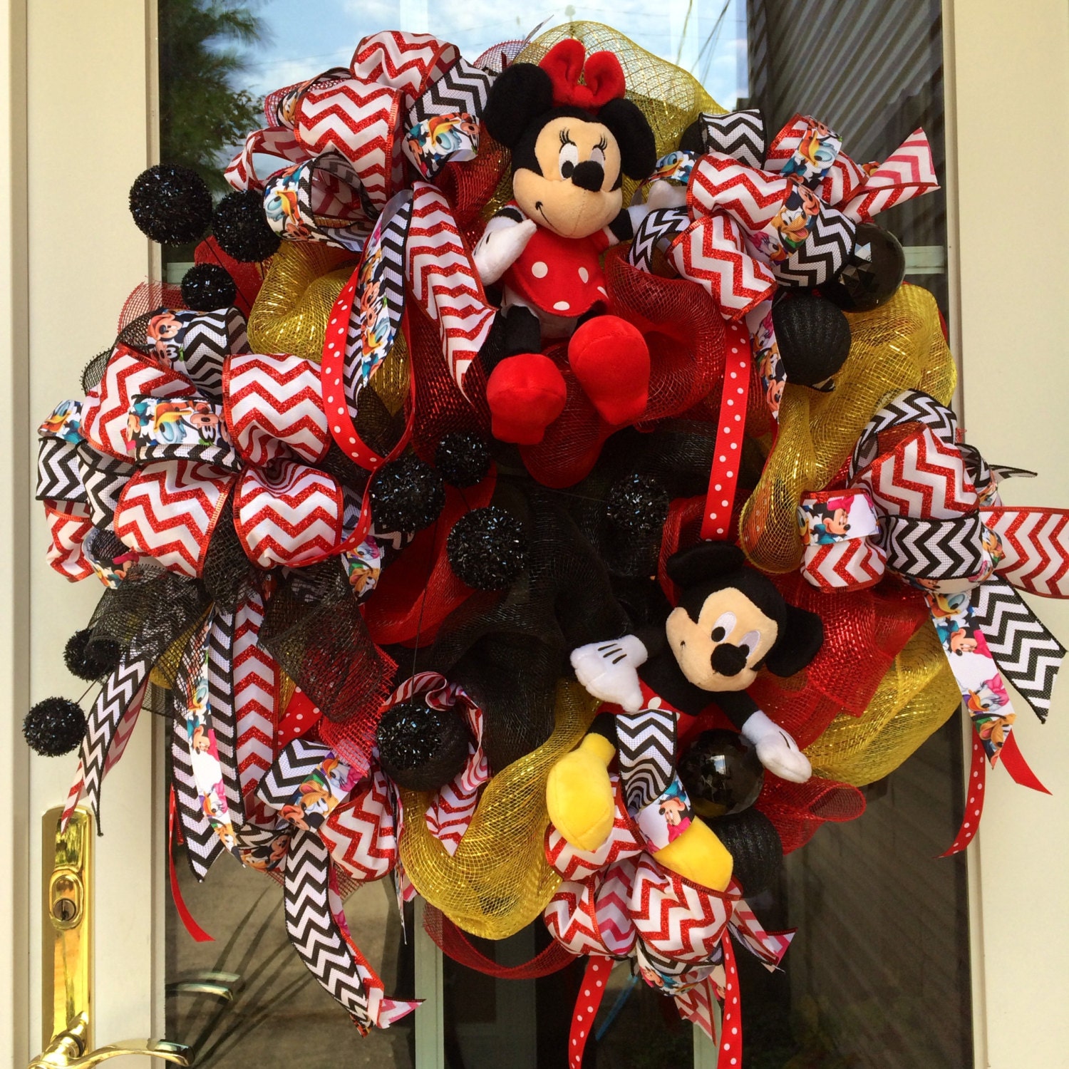 Mickey And Minnie Mesh Wreath. Birthday. Holiday. Christmas. Disney, Mickey