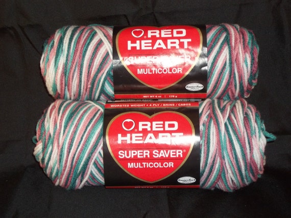 Red Heart Acrylic Yarn - Rambling Rose - Set of 2 Six Ounce Skeins - Yarn Destash