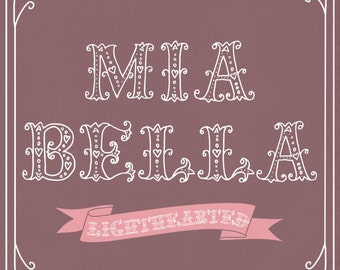 Sweet Font Mia Bella Lighthearted Hand Drawn Ornamental Roman Sweet Font Mia Bella Lighthearted Hand Drawn Ornamental Roman