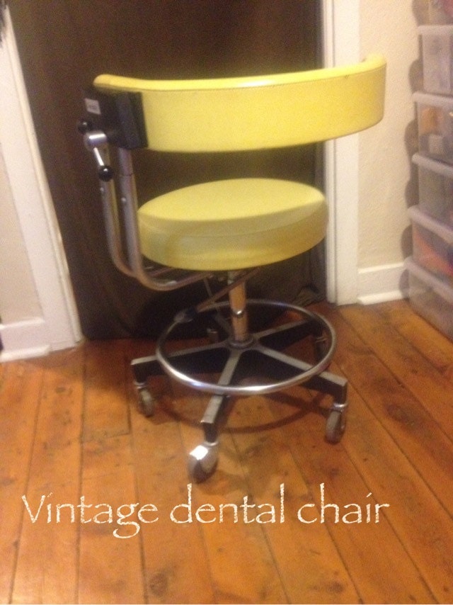 Vintage Dentsply Dental Assistant Operating Stool yellow retro Haute