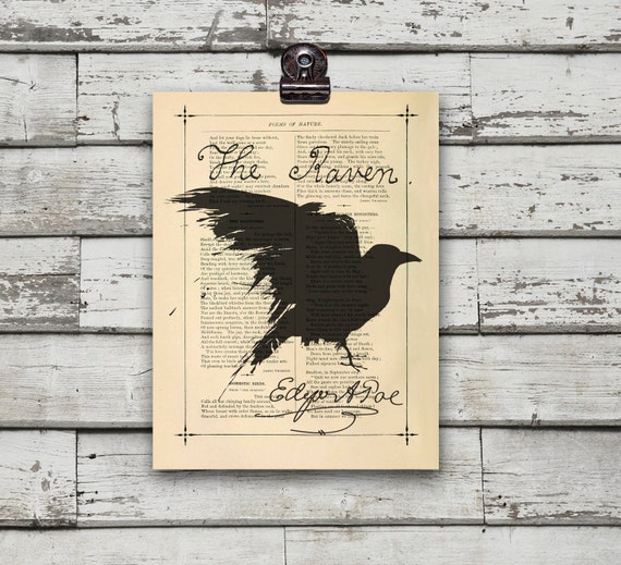 The Raven Nevermore poem Poster print Recycled by eebookprints