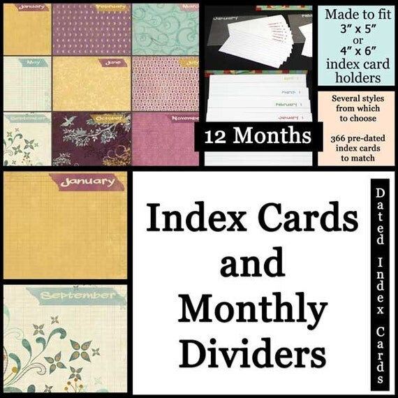 Items similar to Monthly Dividers with Dated Index Cards on Etsy