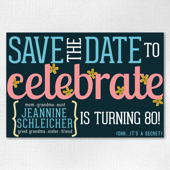 Save The Date 80Th Birthday Invitations 1