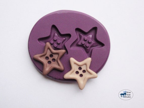 Star Button Mold/Mould - Silicone Mold - Polymer Clay Resin Fondant