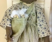 Cotton picker, black folk doll, knap sack, soft sculpted
