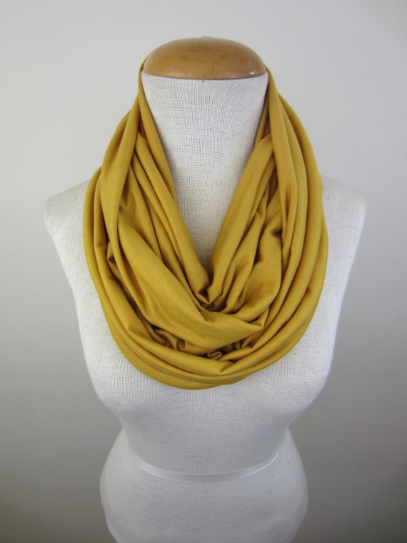 Mustard Infinity Scarf Goldenrod Circle by CatStitchClothing