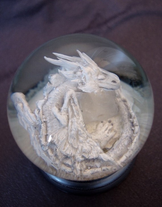 OOAK ice dragon in snow globe