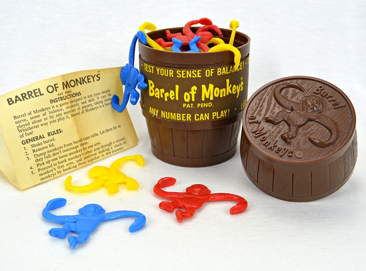 Barrel of Monkeys Original 1966 Lakeside Toys Extra Monkeys
