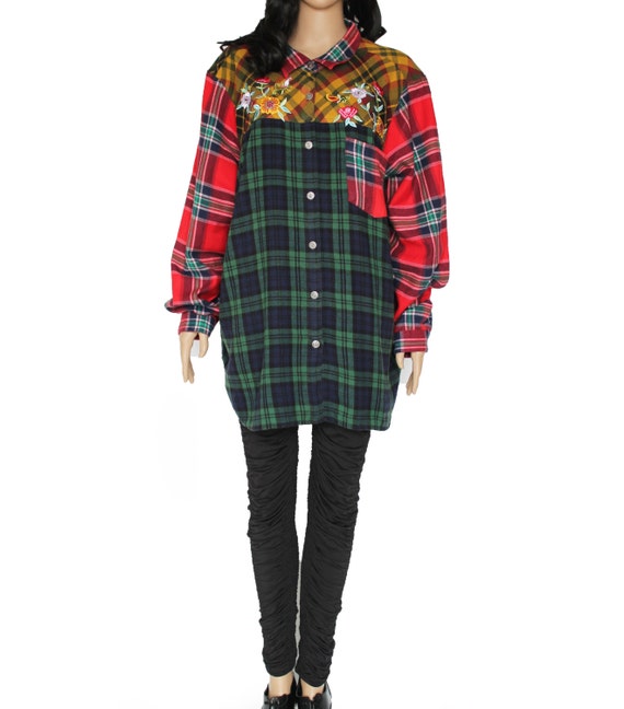 color block flannel womens