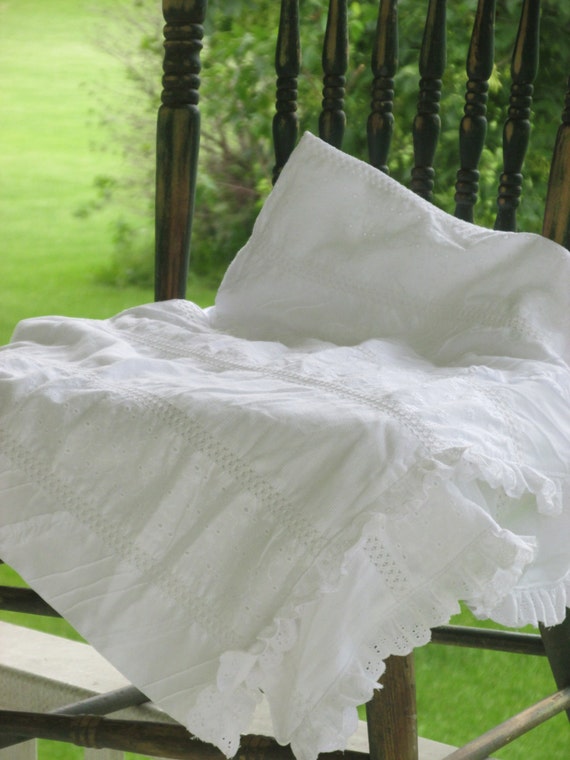 shabby chic blanket white embroidered cotton eyelet lace shabby chic blanket white embroidered cotton eyelet lace