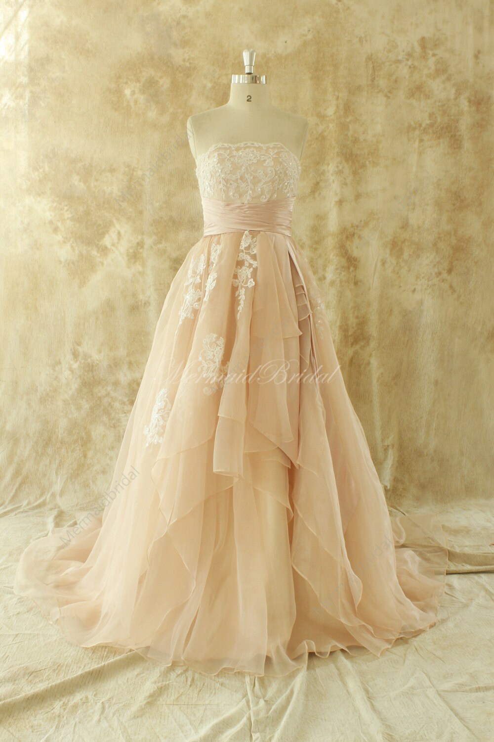Simple Blush Wedding Dress 8