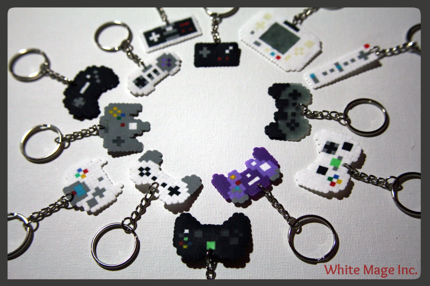 Video Game Controller Perler Bead Sprite Keychain by WhiteMageInc