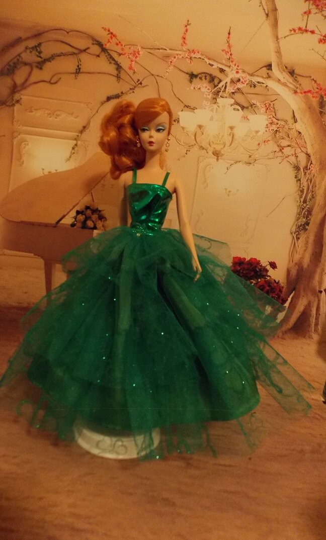 Handmade Barbie Dress St Patrick's Day Sparkle Green