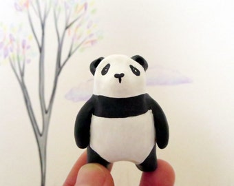 Ooak panda figurine Panda totem Clay animal totem Cute panda sculpture ...