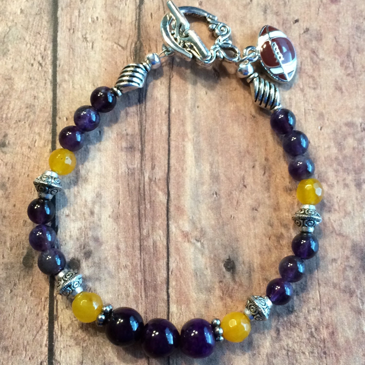 Purple And Gold Beaded Bracelet By DungleBees On Etsy