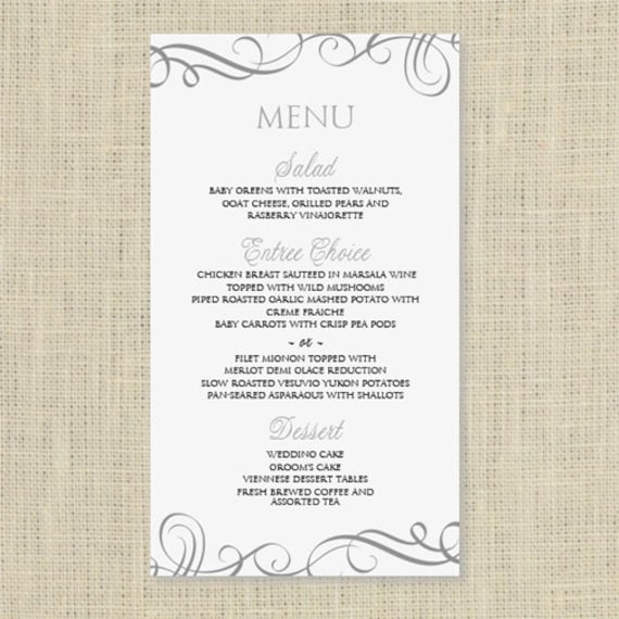 Wedding Menu Card Template DOWNLOAD INSTANTLY by 