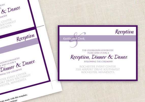 Reception Card Template DOWNLOAD Instantly by KarmaKWeddings