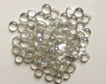 50 Clear 5/8” Glass Gems, Cabochons, Flat Marbles, Mosaic Tiles, Flat ...