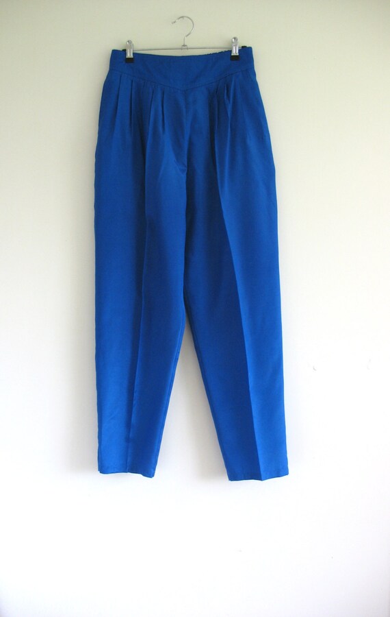 80s 90s High waisted harem pants. Neon blue by ForestHillTradingCo