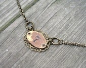 Vintage brass tag necklace, Lucky #7