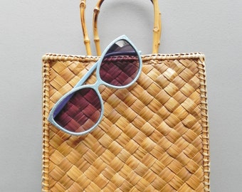 straw weave basket  bamboo handle purse  lois hill bag ...